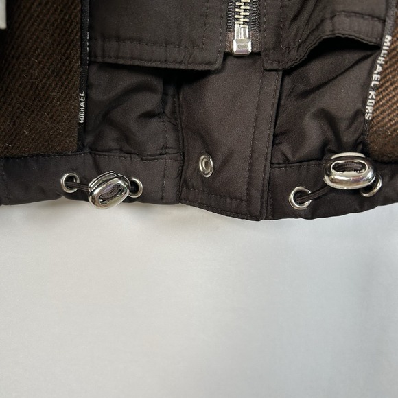 Michael Kors Women's Size Medium Puffer‎ Jacket Poly Wool Blend Chocolate Brown - Picture 9 of 14